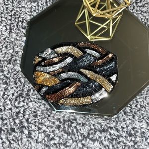 Abstract Sequin Clutch/ Coin Purse
